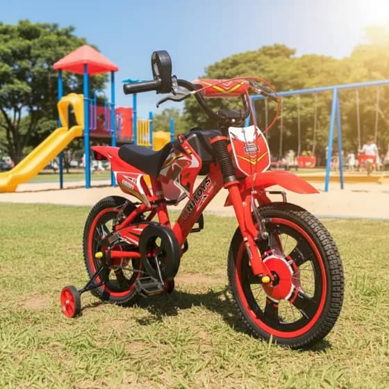Bicicleta Infantil MotoCross Unitoys Aro 16 Freios V-Brake Imita Barulho de Moto Bike Unissex