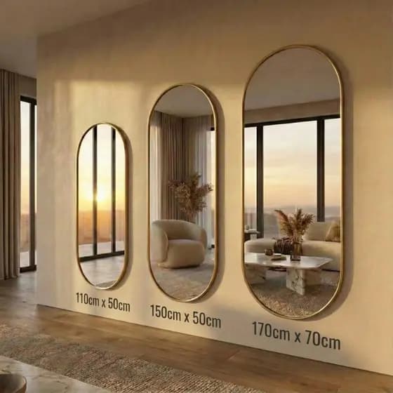 Espelho Lopazzi de Chão Oval Luxo Provador Closet Quarto 1,70m