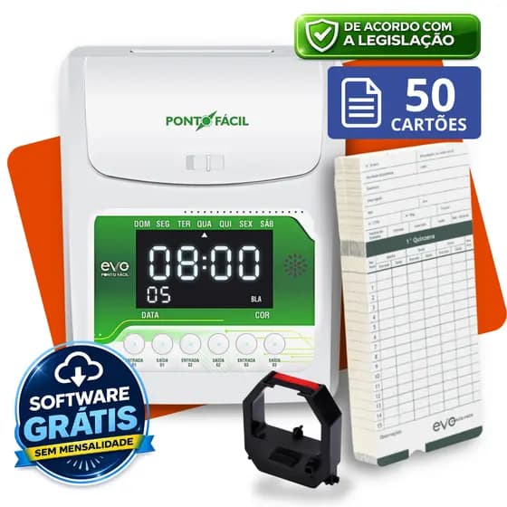 Relógio Bater Ponto Digital Cartográfico Cartolina Funcionário + 50 Cartões KIT Máquina Eletrônico