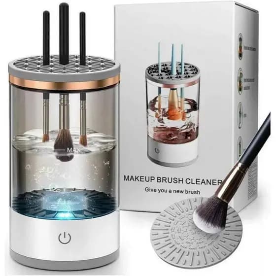 Limpador Automático De Pincéis De Maquiagem 3 em 1 Lava, Seca e Armazena USB Recarregável