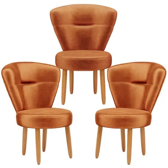 Conjunto 3 Cadeiras Estofadas Decorativa para Mesa de Jantar Confortável Ergonômica Tecido Veludo