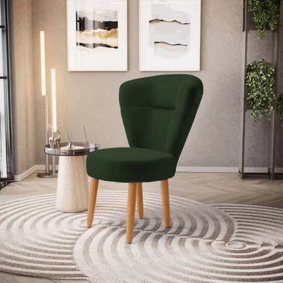 Cadeira Estofada para Penteadeira Recepção Sala de Espera Ergonômica Tecido Veludo Confortável