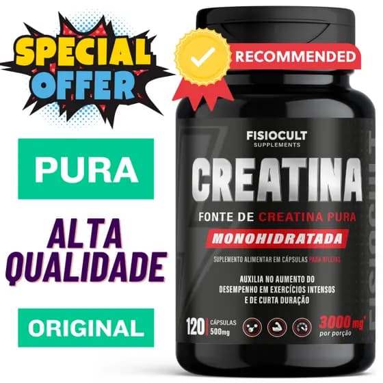 Creatina Monohidratada 3000mg 120caps Pura Suplemento Alimentar