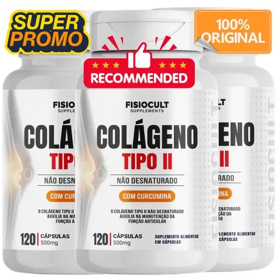 Colágeno Tipo 2 Não Hidrolisado com Curcuma 120 Cápsulas Suplemento Alimentar Fisiocult
