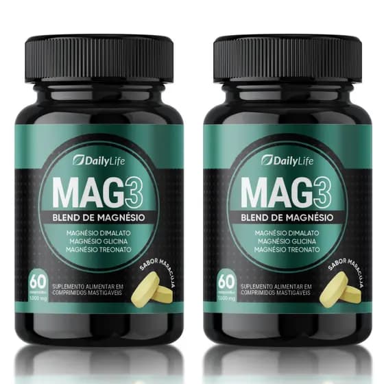 2x Blend de Magnésio Mag3 Original Dailylife - Magnésio + Treonina 60 Comprimidos Sabor Maracujá