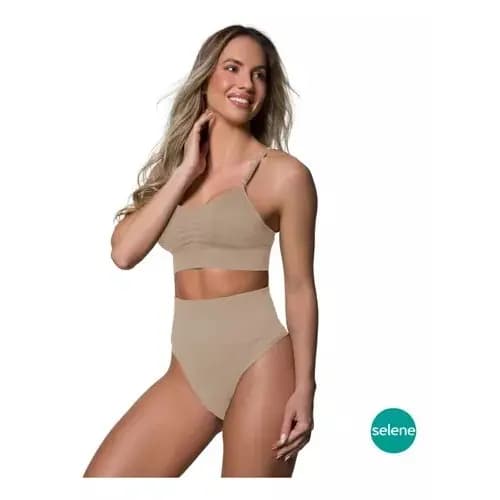 Calcinha Selene Redutora Fio Dental Sem Costura Cós Alto