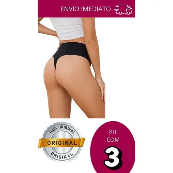 3 Calcinhas Invisíveis Cintura Alta Fio Dental Compressão não marca na roupa