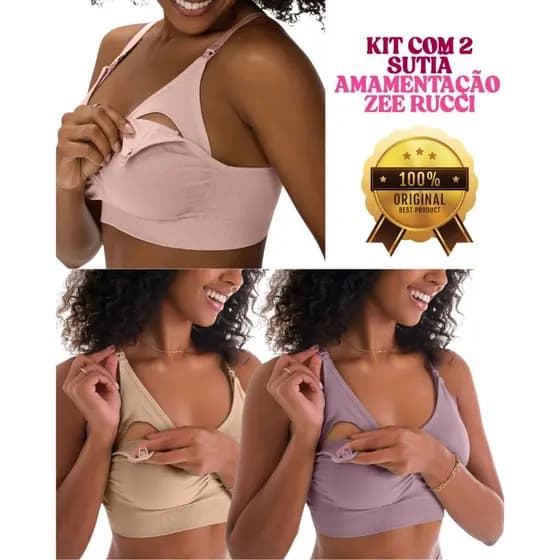 KIT 2 SUTIÃS AMAMENTAÇÃO ZEE RUCCI – CONFORTO TOTAL PARA GESTANTES