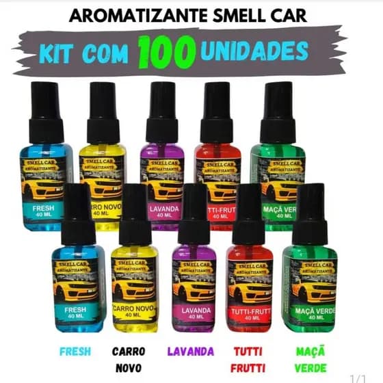 Kit 100 Cheirinho Carro de Luxo 40ml cada Qualidade Carro Grife Aromatizante Automotivo Essência