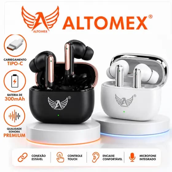 Fone Bluetooth TWS 5.3 Sem Fio Touch Graves Potentes Microfone HD Gamer Android IOS Tipo C