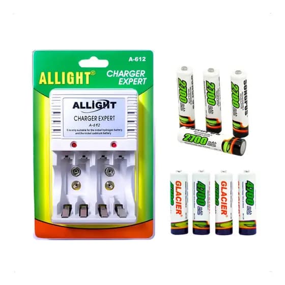 Kit 8 Pilhas Recarregáveis AA/AAA + Carregador Bivolt