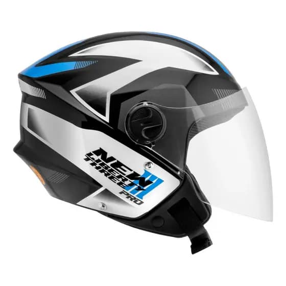 Lançamento Capacete Aberto New Liberty Three 3 Pro Pro Tork Masculino e Feminino Azul com Branco