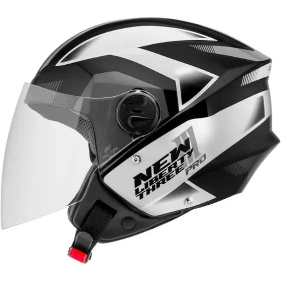 Lançamento Capacete Aberto New Liberty Three 3 Pro Pro Tork Masculino e Feminino Preto Cinza e Branco