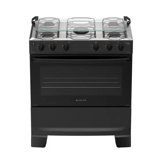 Fogão 5 Bocas à Gás Atlas Mônaco Plus Acendimento Automático e Mesa de Inox Preto Bivolt