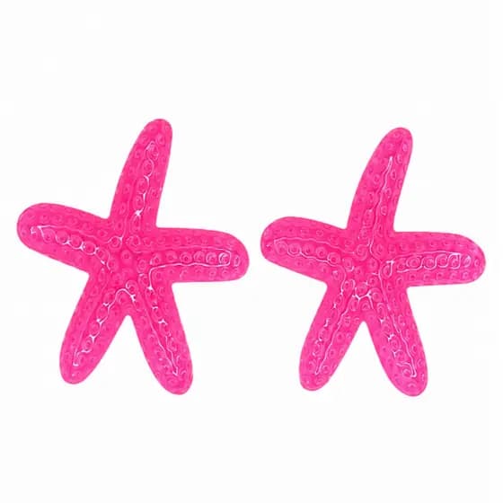 Brincos feminino Estrela do Mar Resina Colorida – Acessório Feminino Tropical - Moda Praia Verão