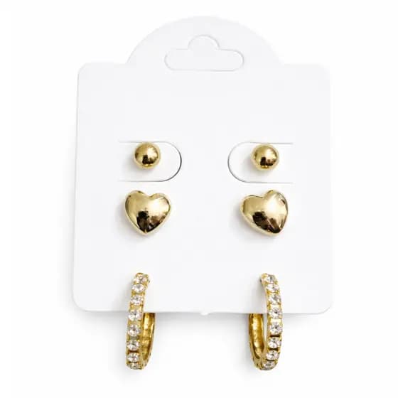 Brincos Femininos Trio Folheado Dourado Argolinha Diversos Modelos - acessórios femininos