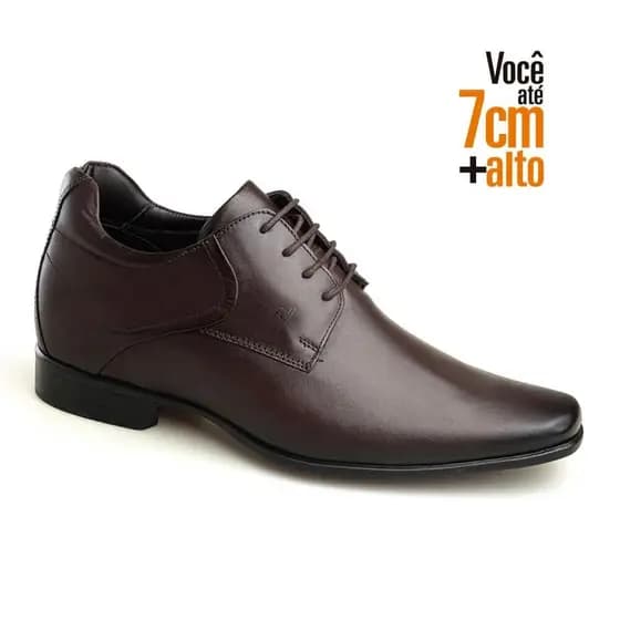 Sapato Rafarillo Você + Alto 7cm Executive Couro Legítimo Social Com Cadarço Discreto