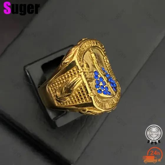 Anel Dourado Nossa Senhora da Aparecida com Strass.
