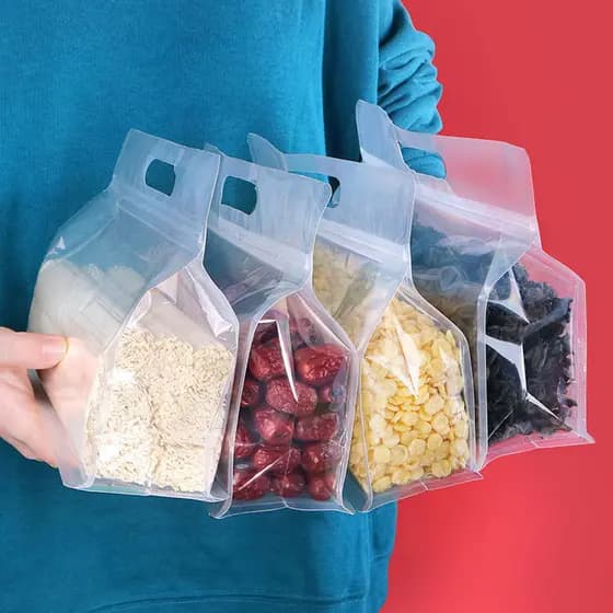 5Pcs Saco Reutilizável Para Armazenamento De Alimentos Congelador Stand Up Zip Shut Bag De Silicone Containers À Prova De Vazamentos Organizador De Cozinha Sacos De Fechamento Fresco