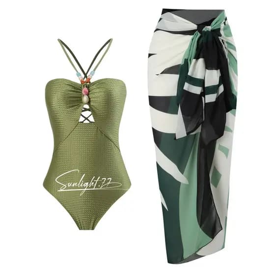 Biquíni conjunto Feminino saida de praia mulheres terno de moda maiô feminino vestido de praia cor sólida bikini