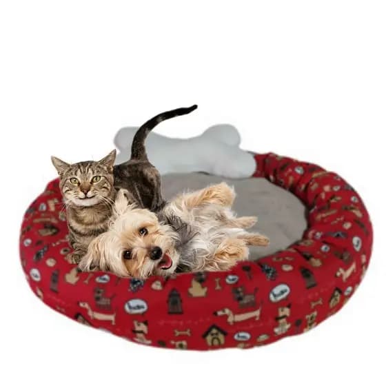 Cama Pet Redonda Peludinha Caminha para Cachorro e Gato com Ziper e Refil com Almofada de Ossinho