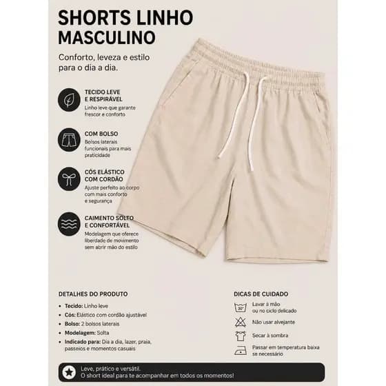 short elegante masculino plus size homem grande praticidade moda atual premium