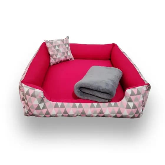 cama pet gato e cachorro até 5kg caminha luxo macia e resistente com ziper kit 3 pças cama,manta e almofada