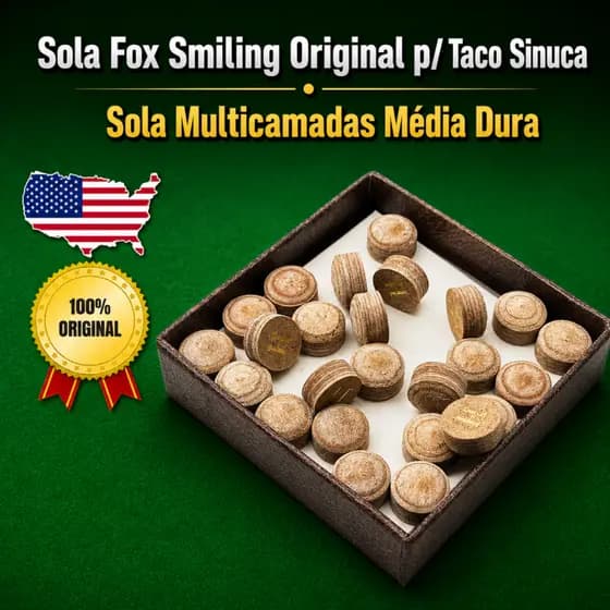 1 Sola Fox Smiling Original p/ Taco Sinuca/Sola Laminada Multicamadas/Ponteira p/ Sinuca (SFX-01)