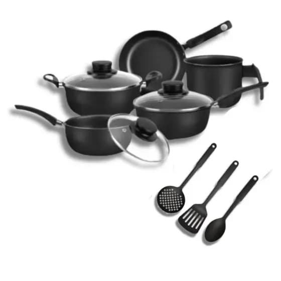 Kit de Panelas Antiaderente 8 Peças + Talheres Teflon com 5 Camadas Elegância, Praticidade e desempenho na Cozinha