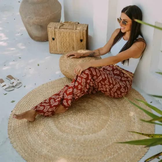 Tapete Palha Natural Artesanal Redondo Rustico 1,00 Vintage Boho Chic