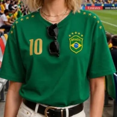 Blusa Feminina Brasil Hexa T-shirt Verão Manga Curta Algodão