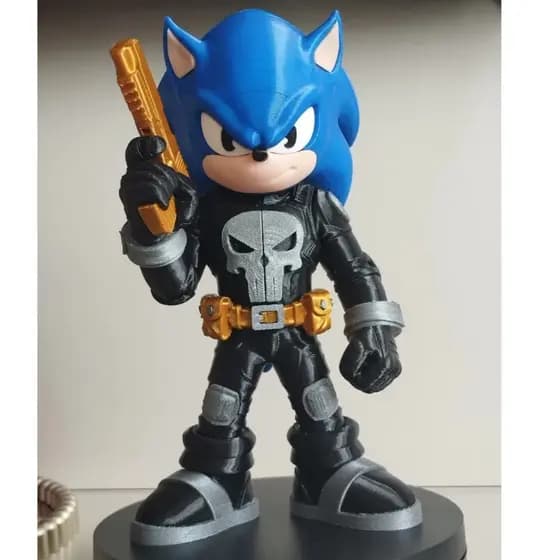 Sonic Justiceiro - Action Figure - 30cm Estátua Anti-Herói Luxo 🌑🌀✨