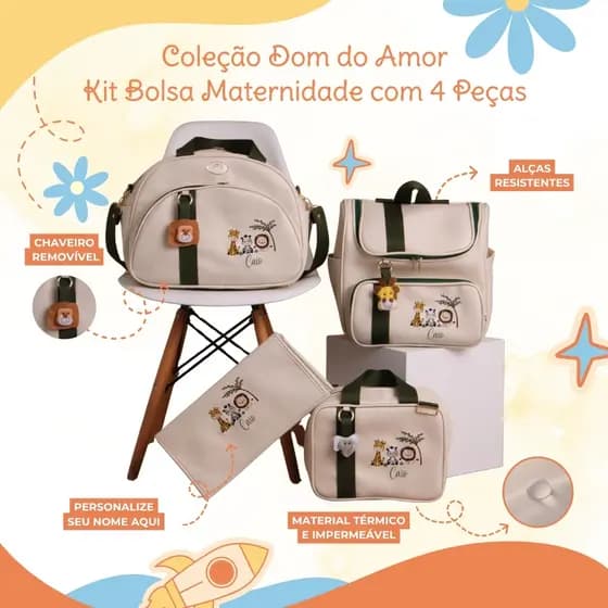 Kit Maternidade 4 Peças Personalizado menino | Coleção Dom do Amor