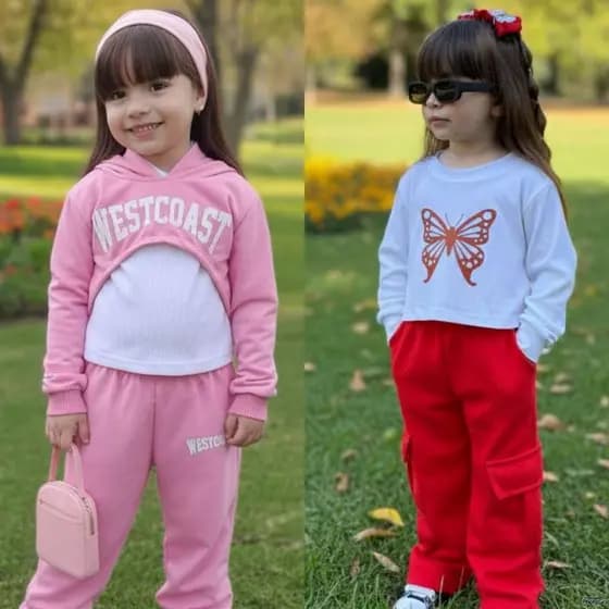 Conjunto Menina Estilosa Kit Blogueirinha Juvenil Manga Longa Confortavel