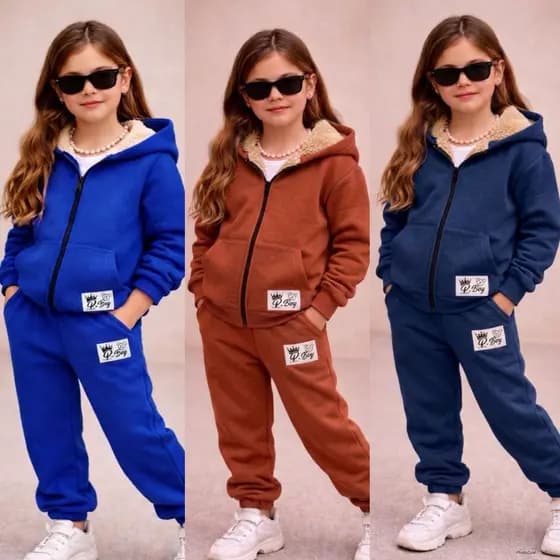 Conjunto Unissex Roupa de Frio de Menino e Menina Estilosa e Confortavel 2 a 14 Anos Casaco + Calça