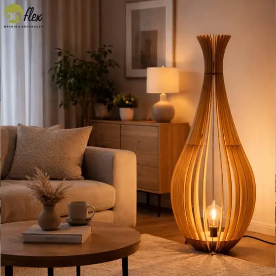 Abajur De Chão MDF Gotas De Orvalho Luminária Moderna Para Sala Quarto Decoração Onflex