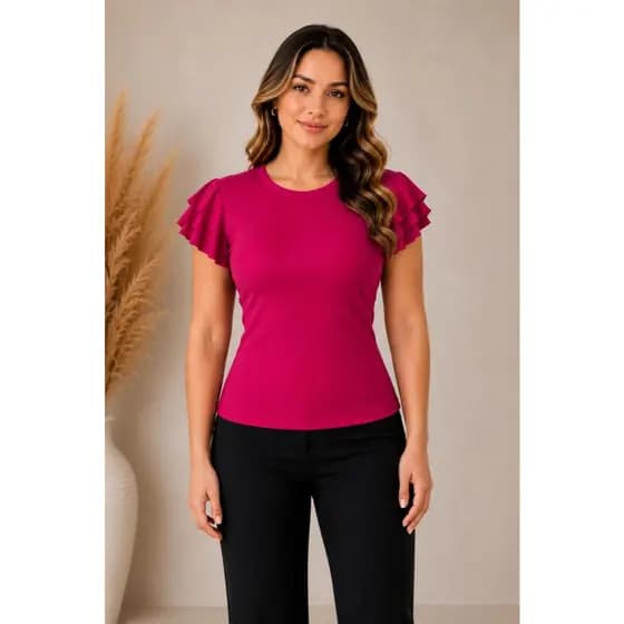 Blusa Feminina Canelada Manga Curta Premium M ao G3 AleStar