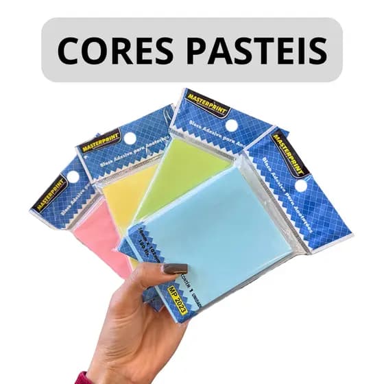 Bloco Adesivo Para Anotações Amarelo Pastel 102 mm x 76mm 100 Folhas Colorido Masterprint escolar artesanato postite