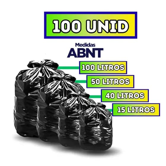 100 unidades saco de Lixo 15 30 40 50 100 Litros pacote Resistentes Tamanho Ideal lixeira resistente cozinha banheiro