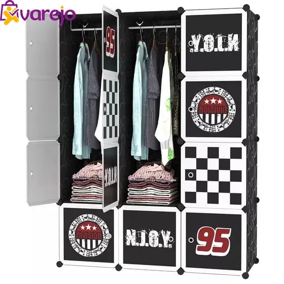 Guarda-Roupas Modular Dobrável com 3 Portas e Cabideiro Branco – Design Clássico e Prático Portatil