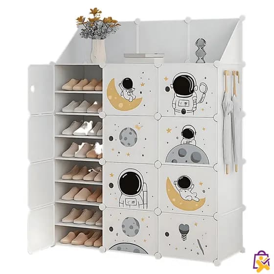 Guarda Roupa Sapateira Organizador Roupa Infantil 12 Portas Dobrável Portatil Modular