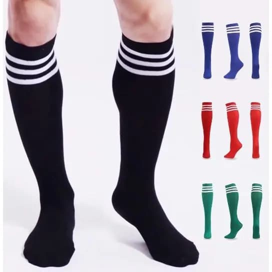1 / 2 / 3 Pares de Meião de Futebol Cano Alto Listras Meia Jogador Adulto