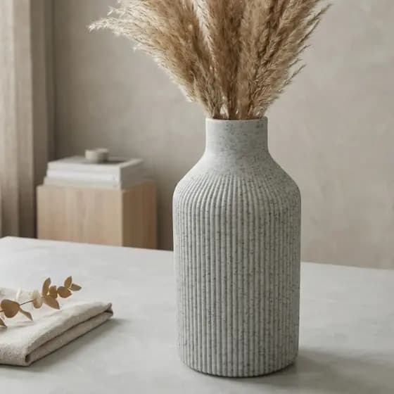 Vaso Decorativo Canelado Minimalista Premium - Centro de Mesa Sala e Estilo Boho Moderno