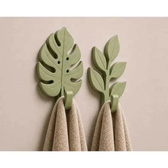 Kit 2 Ganchos De Parede Folha Costela De Adão Cabideiro Decorativo Multiuso