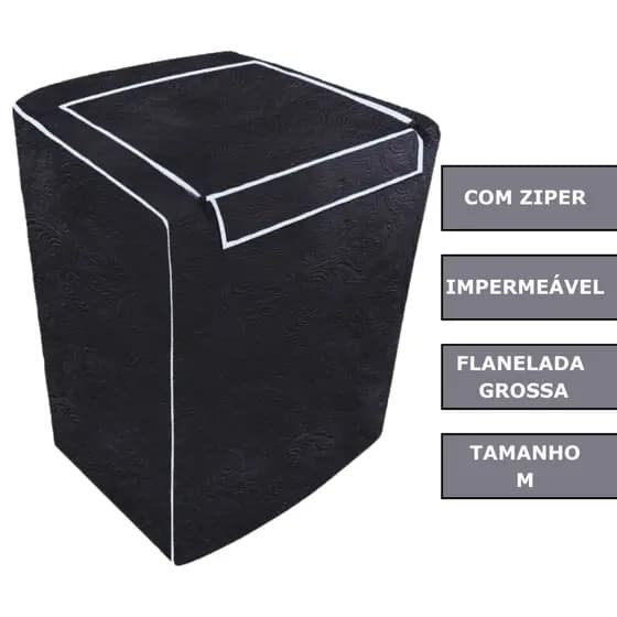 Capa de Máquina de Lavar Impermeável Com Zíper Brastemp Consul Eletrolux Brastemp 09kg 10kg 11kg - M