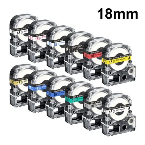 5 Pacotes De Etiquetas De 18 mm Compatíveis Com Fita De Etiqueta Epson LC-5WBN/SS18KW SC18RW SD18K SC18YW Para Impressor