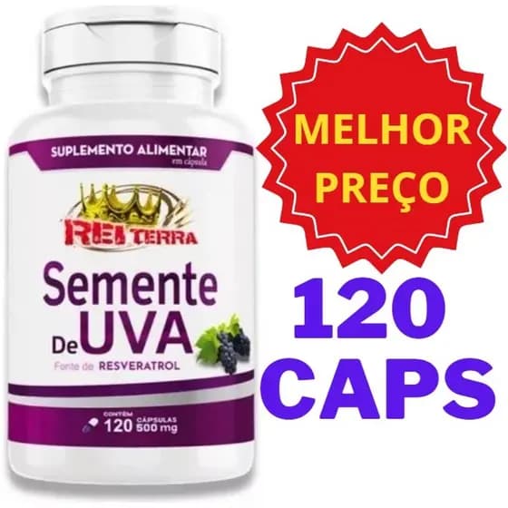Semente de uva 500mg . Fonte de resveratrol. Rei terra