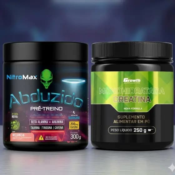 KIT CREATINA 250GR GR0WTH SUPPLEMENTS + PRÉ TREINO ABDUZIDO 300GR