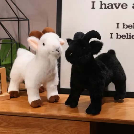 Kawaii Cabra Brinquedo De Pelúcia Bonito Preto Branco Cordeiro Plushie Boneca Diversão Simulado Ovelha Chaveiro Pingente