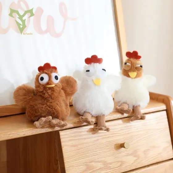 Kawaii Frango Brinquedo De Pelúcia Divertido Colocar Ovos Plushie Boneca Pingente Criativo Galinha Chaveiro Mochila Deco